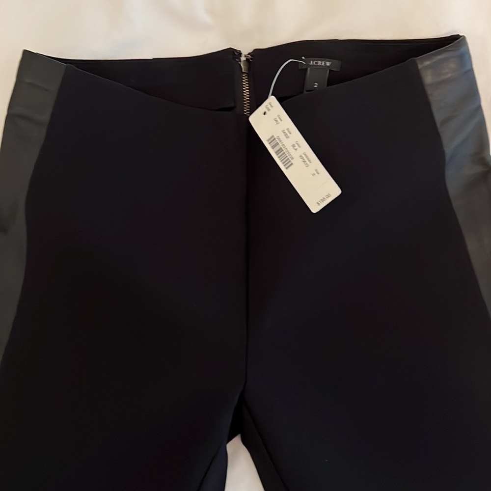 NWT J.Crew legging/pant with real leather tuxedo trim
